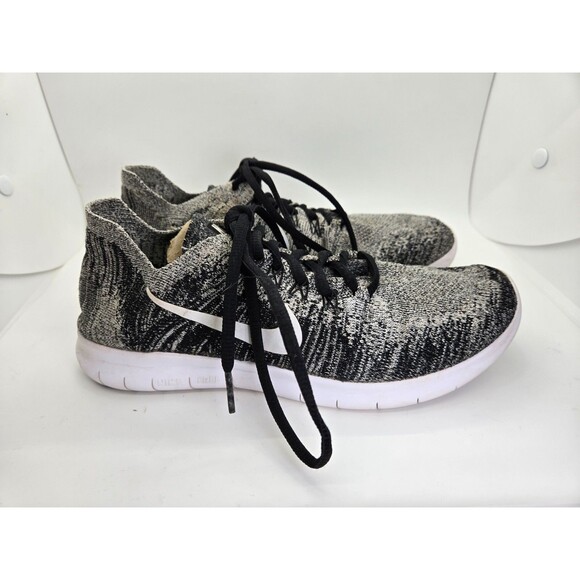 Nike Free RN Flyknit Shoes Men's 7 Black White Oreo Running Athletic Sneakers - Picture 1 of 8